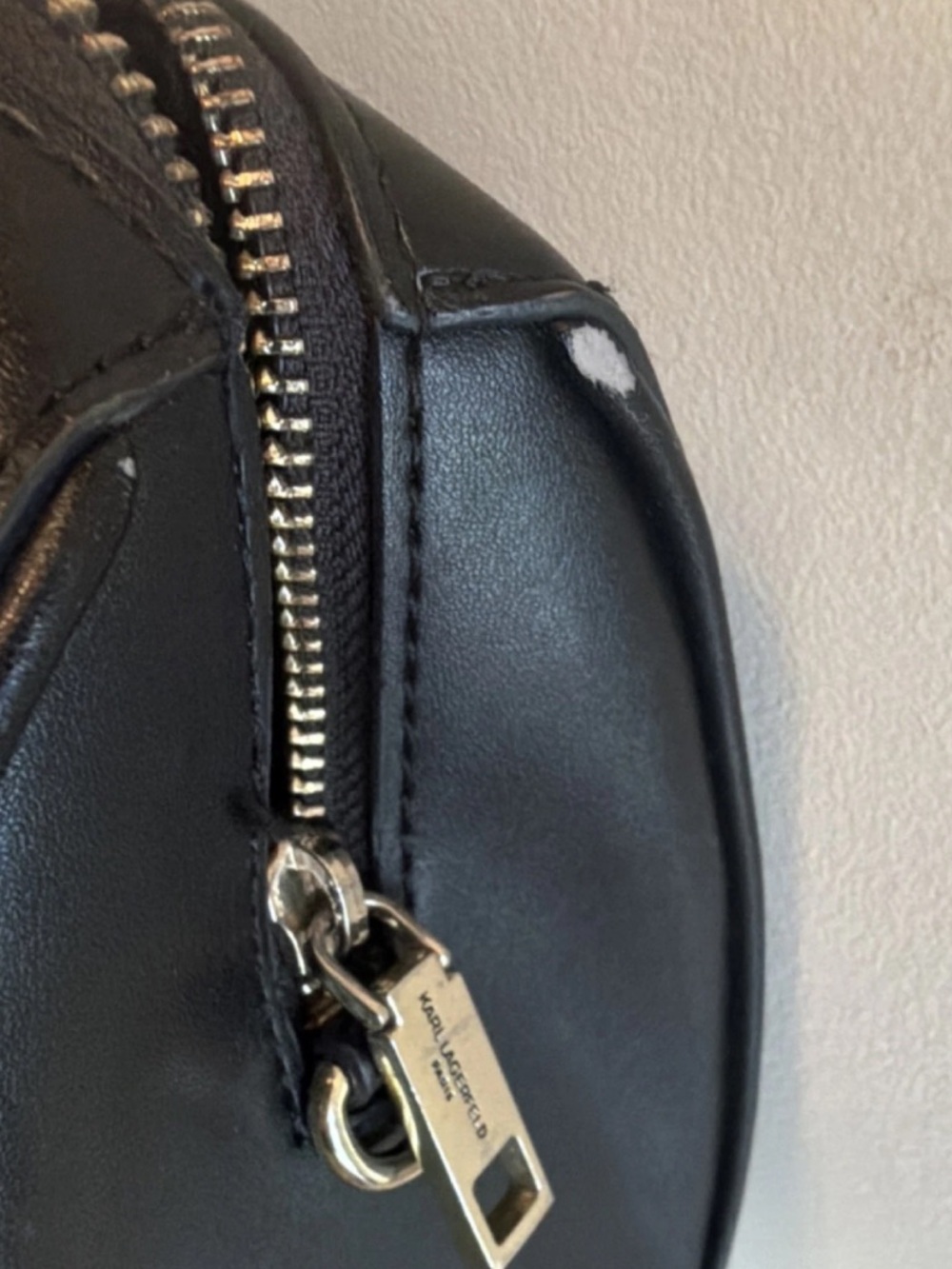 Karl Lagerfeld Black Leather Top-Handle Satchel with Gold Hardware - Picture 6 of 8
